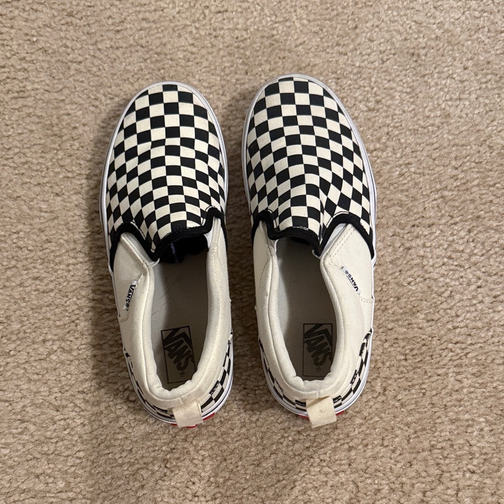 Vans Kids Black and White Checkered Slip-On Sneakers